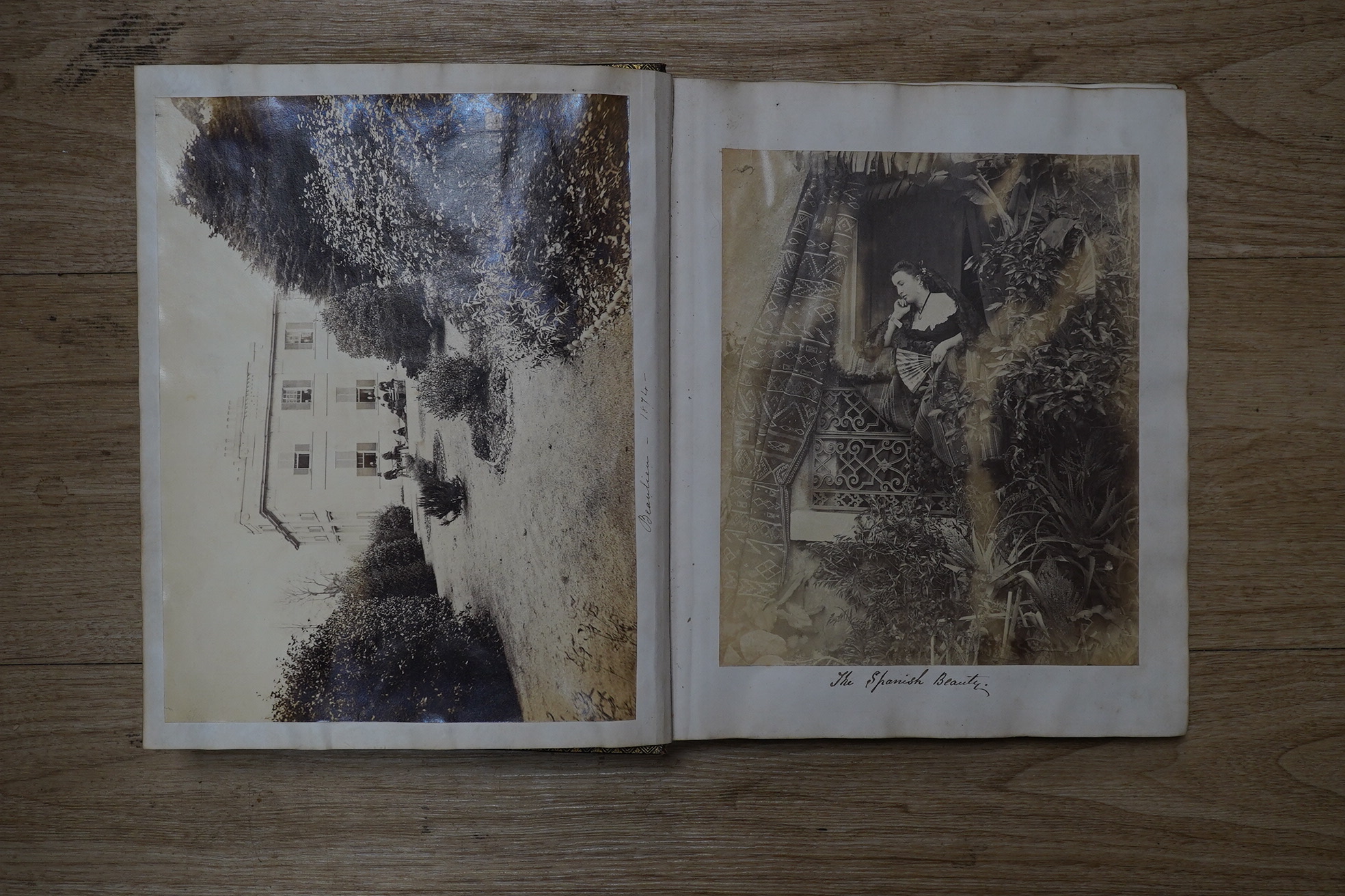 Two late 19th century black and white photograph albums to include Jerusalem views and some military examples. Condition - fair